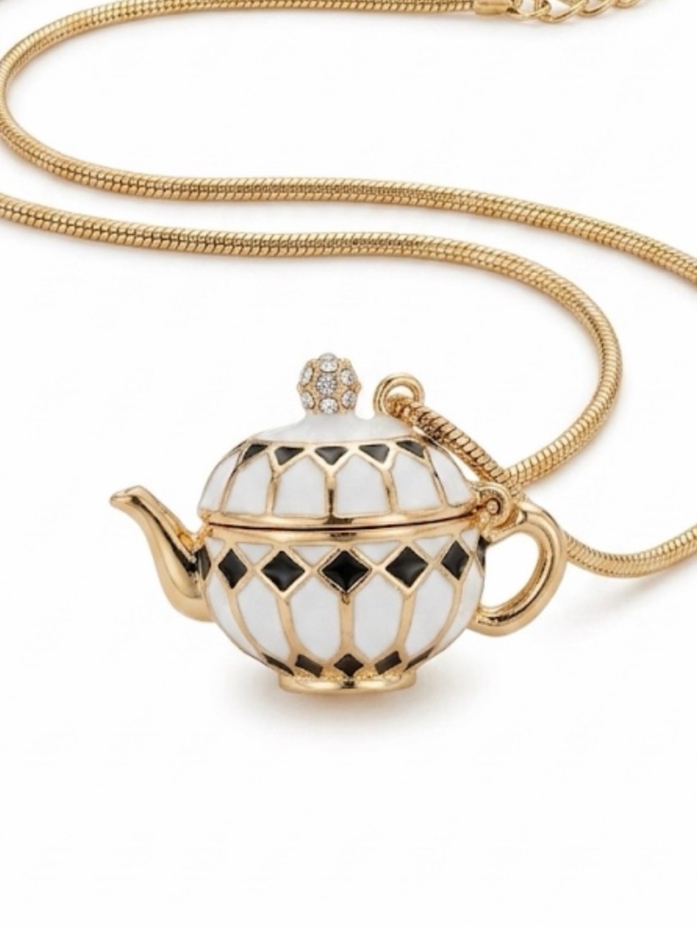 NWT ⚜️🖤⚜️ TRUE TO FORM Teapot Locket Necklace Adjustable Whimsical